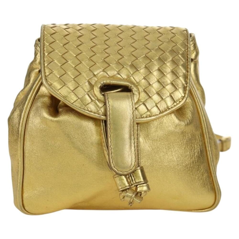 Bottega Veneta Intrecciato Backpack Gold